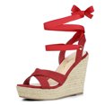 thumbnail image 1 of BLISSFUL STEP Sandales Compensées à Plateforme Espadrille à Lacets pour Femmes à Brides Croisées, 1 of 7
