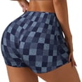 thumbnail image 2 of Xecao Blue Gingham Buffalo Check Print Workout Shorts for Women Soft Smooth Gym Yoga Scrunch Active Tennis Workout Running Shorts, 2 of 9