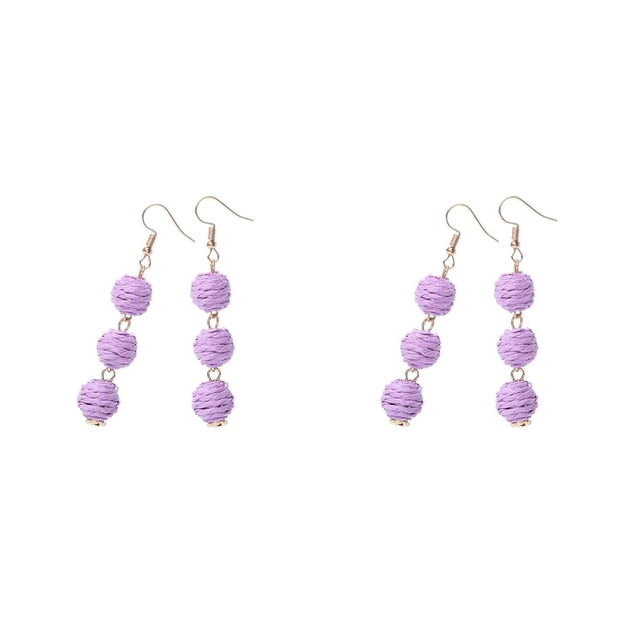 Sonducket 1 par de pendientes de gancho trenzado para mujer, pendientes colgantes para novia, boda, compromiso, joyería, accesorios para disfraces, Púrpura 2piezas Sonducket CBP268470