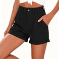 thumbnail image 5 of Bermuda Shorts for Women Denim New Summer Shorts for Women High Waist Pleated Button Zipper Loose Shorts Classic Rolled Hem Bottoms with Pockets Black XXL, 5 of 7