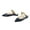 Navy, variant on YDN Women Casual Pointed Toe Mules Low Heels Flats Slip on Slipper Sandals with Gold Chain Summer Shoes Size 7.5 Blue