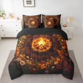 thumbnail image 3 of Manfei Campfire Flowers 7-Piece Twin Bedding,Happy Camping Bedding Comforter Set,Orange Brown, 3 of 6