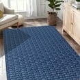 thumbnail image 2 of Geetinfly 10*13FT Area Rugs 1150Gsm 100% Polyester Rug 350Gsm Pile Weight Pearl Pile Washed Back Folding Simulation Printed Carpet - Modern - Herringbone Imitation Linen Navy blue hue, 2 of 8