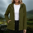 thumbnail image 2 of Women's Loose Fit Long Sleeve Hooded Zip Up Solid Color Jacket Water Repellent Windproof Outerwear Coat Versatile Casual Daily Wear | CSEONE,Army Green L, 2 of 8