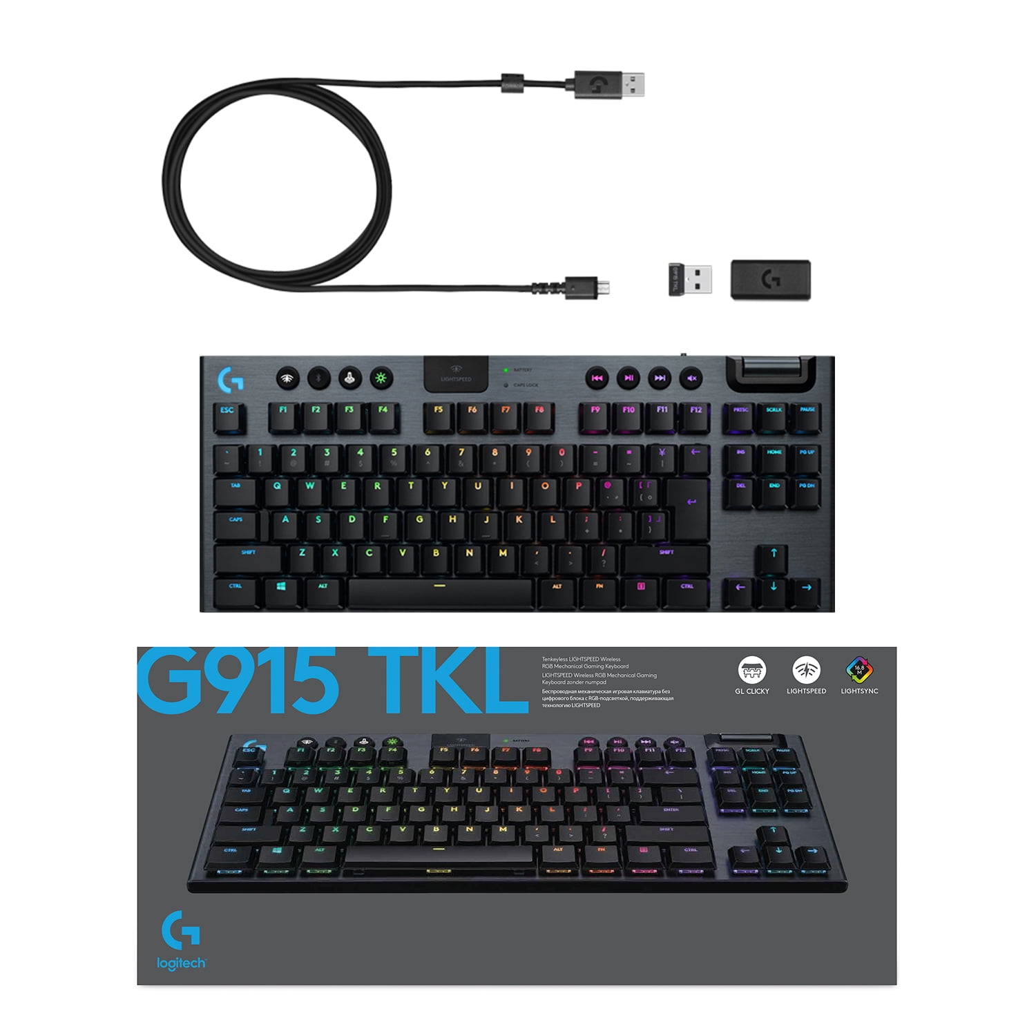 Logitech G Series G915 TKL Tenkeyless LIGHTSPEED Wireless RGB Mechanical  Gaming Keyboard, Black