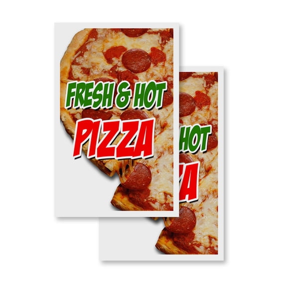 Fresh & Hot Pizza (2-PACK) 24" x 36" Vinyl Decals | Sign Insert Peel & Stick Decals Stickers Window Signs