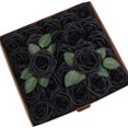 thumbnail image 4 of Flor de Rosa Artificial DIY Simulación Decoración Floral Adorno para el Hogar Flor de Espuma de PE Falsa, Negro 25 piezas kenally HA8917-02B, 4 of 6