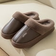 thumbnail image 7 of ZsaeSM Plush Slippers For Men Thick Soled Waterproof Winter Warm Fuzzy Slide Closed Toe Soft Comfortable Indoor Home Shoes, 7 of 7