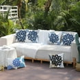 thumbnail image 6 of Blue Grey Flower Pillow Covers 18x18 Inch Set of 4 White Blue Colored Throw Pillows Outdoor Waterproof Decor for Living Room Sofa Patio Funiture Garden Floral Linen Cushion Case 008D, 6 of 6