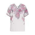 thumbnail image 2 of TaTaai Women’s V Neck Printed Short Sleeve T Shirts Casual Loose Blouses Soft Polyester Tops Summer Spring Daily Tees Gift, 2 of 6