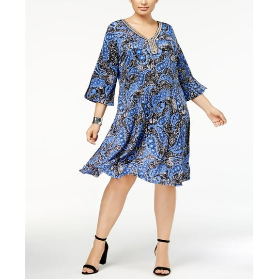 NY Collection Plus Size Embellished A-Line Dress (Web Skysolar, 1X)