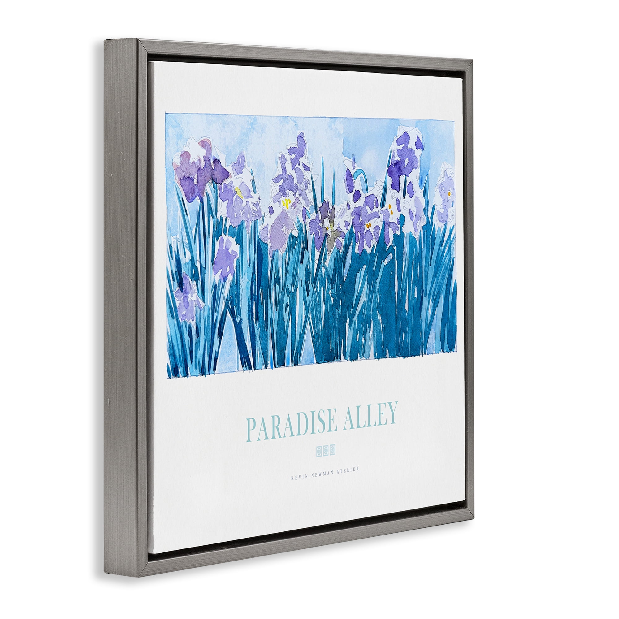 Stupell Industries Paradise Alley Purple Irises Gray Framed Floater Canvas Wall Art, design by Jadei Graphics