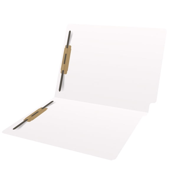 20 pt Super Heavy Duty Color Folders, Full Cut End Tab, Letter Size, 2 Fasteners in Pos #1 & #3, White (Box of 40)