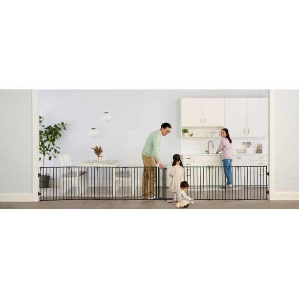 Regalo Super Wide Adjustable Baby Gate and Play Yard, Black, 192 inch