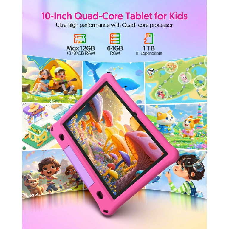 Android 15 Tablet,10.1 inch Kids Tablet,12GB+64GB+1TB Expand