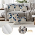 thumbnail image 6 of Spring Flowers Pillow Covers 2 Pack Vintage Watercolor Pink Blue Floral Gold Leaf Linen Texture Pillowcase Waterproof Outdoor Throw Pillow Cover for Patio Balcony Rectangular Cushion 20”x12”, 6 of 9