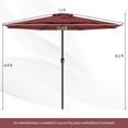 thumbnail image 3 of Costway 12 FT Patio Umbrella Outdoor Market Umbrella with Crank Handle 8 Sturdy Ribs Red, 3 of 10
