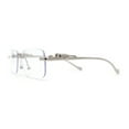 thumbnail image 3 of Mens Rimless Leopard Jewel Pin Arm Rectangle Eyeglasses Silver, 3 of 4