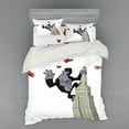 thumbnail image 2 of Ambesonne Animal Bedding Set 3 Pcs, King Monkey Cartoon, Twin, Beige Black and Red, 2 of 3