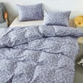 thumbnail image 3 of HoneiLife 3pc Duvet Cover King Size - 100% Cotton Comforter Floral Breathable Duvet Cover with Zipper Closure & Corner Ties, Purple Flower, 3 of 7
