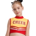 thumbnail image 1 of vastwit Kids Girls Mock Neck Tank Vest Shirts Sleeveless Color Block Letters Printed Cheerleading Uniform Crop Tops Red 8, 1 of 7