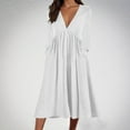 thumbnail image 2 of ameIAEA Casual Dress for Women Fall Long Sleeve V Neck Ruffle A-Line Dresses with Pockets, 2 of 5