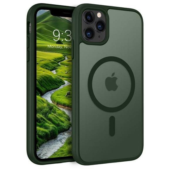for iPhone 11 Pro Max Case Super Magnetic [Compatible with MagSafe] TPU Protective Translucent Matte Smooth Phone Case for iPhone 11 Pro Max, Green