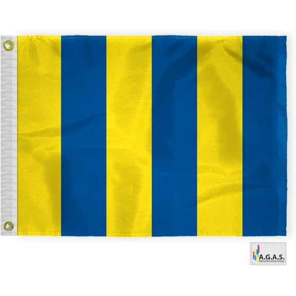 AGAS Golf Code G Marine Signal 1.5x2 Ft Flag - Printed 200D Nylon - Canvas Header - Brass Grommets - Colorfast & Stitched Edges - Nautical Boat Flag - Naval Code Signal Flag.