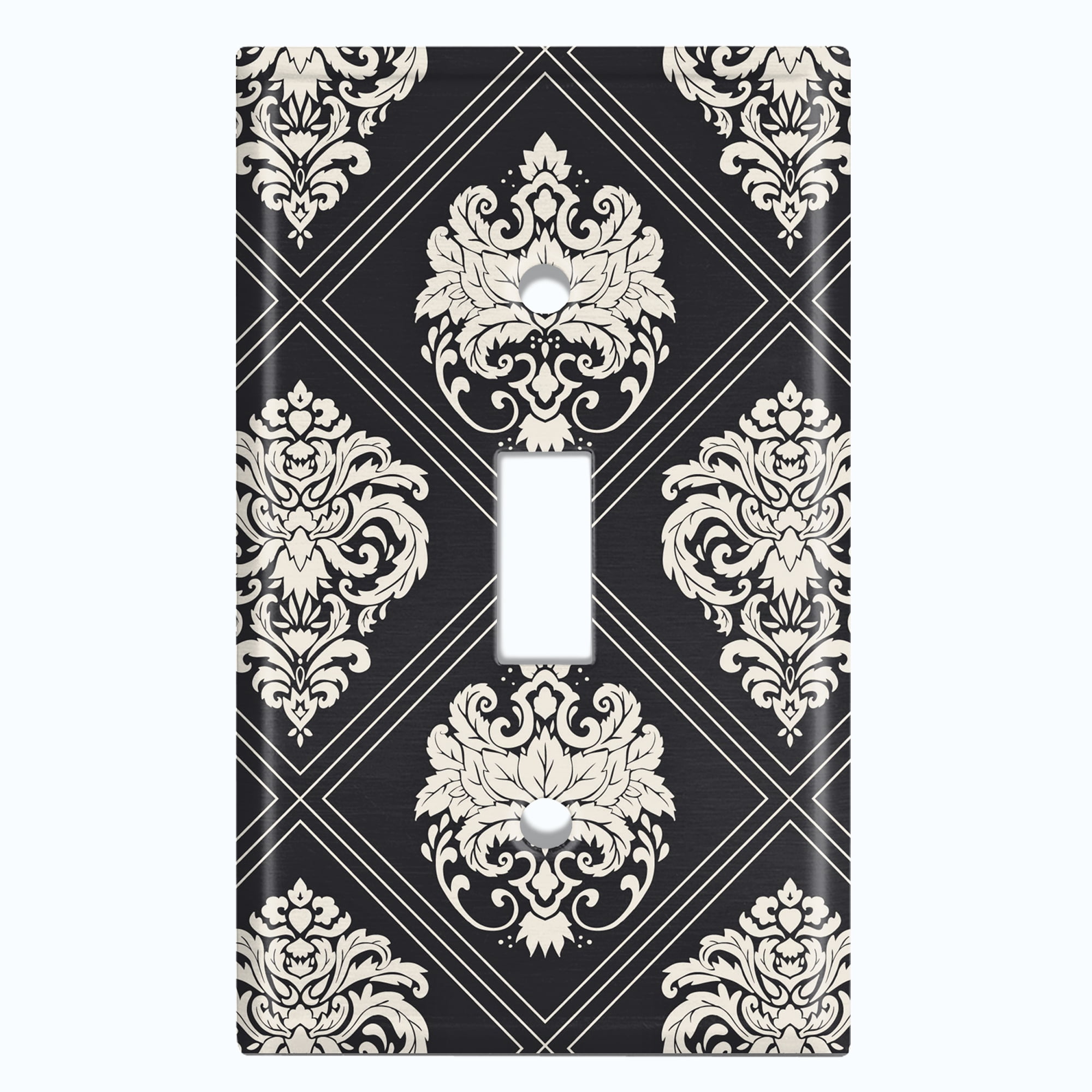 Metal Light Switch Plate Outlet Cover Damask Diamond Black Pattern Single Toggle Walmart Com Walmart Com