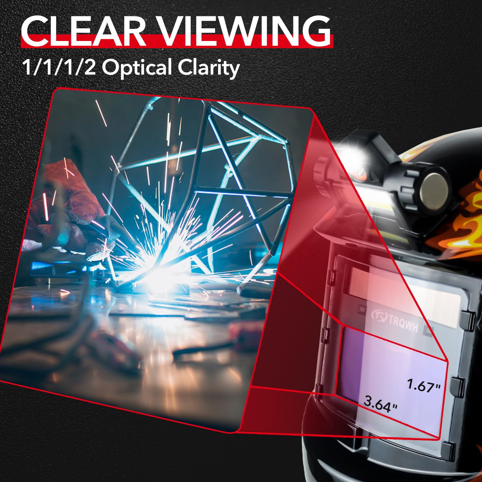 Welding Hood Auto Darkening Welding Helmet with Light True Color 1/1/1/2 Top Optical Clarity Wide Shade 9-13 Welding Mask with Grinding Weld Helmet