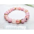 thumbnail image 2 of Natural Cherry Blossom Jasper & Rose Quartz 10mm Round Shape Smooth Cut Beads Stretchable Bracelet for Men & Women., 2 of 3