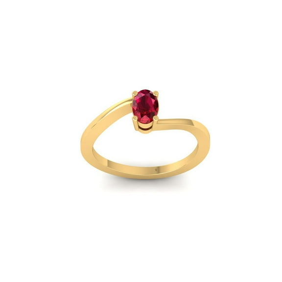 4-Prong Oval Cut Solitaire Ruby Engagement Ring, 0.25 Ct, 14K Yellow Gold Plated for Women