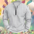 thumbnail image 1 of Chandail Sans Capuche pour Homme pour Usage Quotidien Décontracté Mode Urbaine Carnaval à Rayures Demi-Glissière Manches Longues Col Ras du Cou, 1 of 3