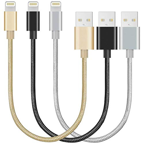 CableCord 6 Feet Nylon Braided USB Lightning Charging Cable/Data Sync USB Compatible for iPhoneX Case/8/8 Plus/7/7 Plus/6/6s Plus,iPad Mini Black 2M 3-Pack