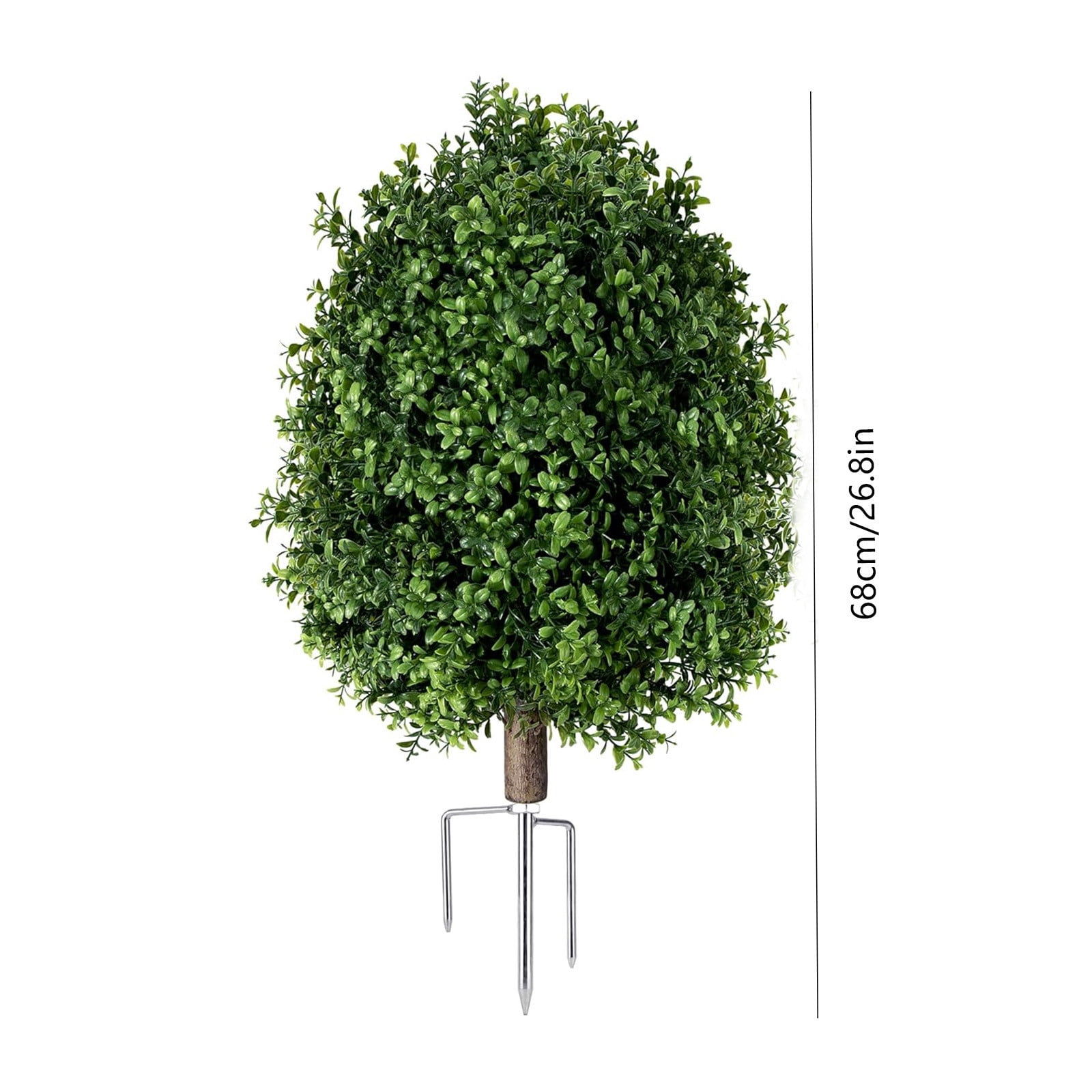 Tuscom 24in Artificial Boxwood Topiary Ball, Fake Outdoor Plants with Ground Stake for Garden Yard Decor, Realistic Faux Shrub for Porch Indoor Potted Greenery