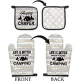 thumbnail image 6 of Happy Camper Gifts Oven Mitts and Pot Holders Sets, Camping Rv Kitchen Accessories Sets, Life is Better When You‘re Camping Heat Resistant Oven Glove Potholders for Kitchen Cooking Baking BBQ, 6 of 6