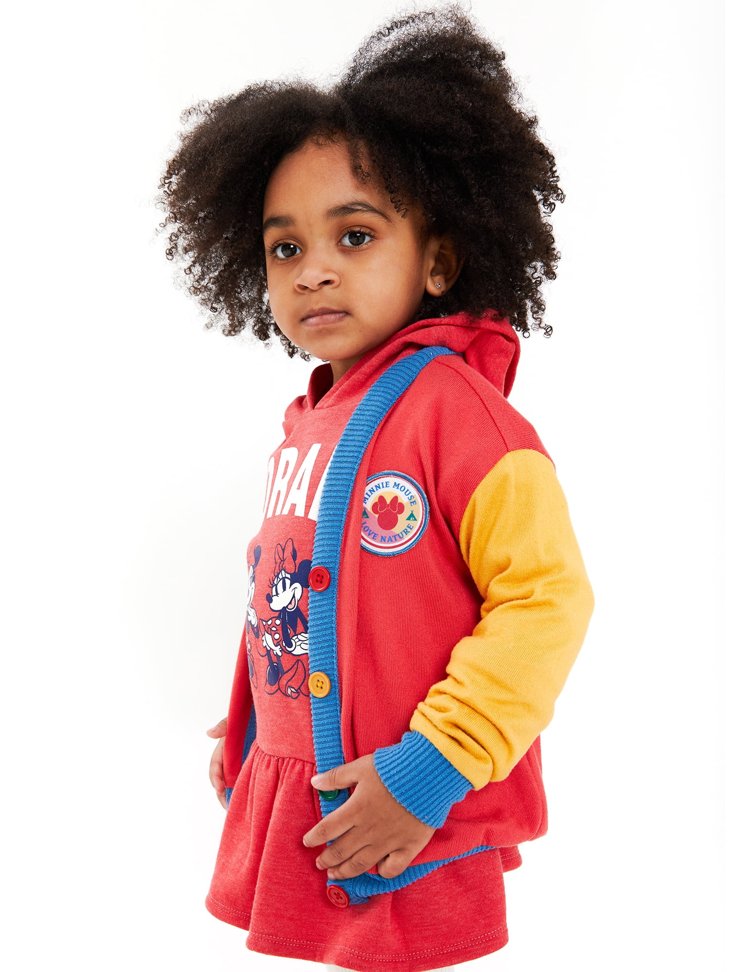 Disney Minnie Mouse Baby and Toddler Girls Color Block Sweater, 12 Months-5T