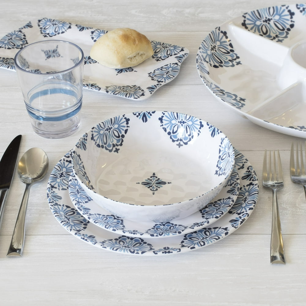 Better Homes & Gardens Outdoor Melamine Milani Dinnerware Set, 12 Piece