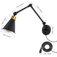 thumbnail image 5 of Set of 2 Swing Arm Wall Lights Fixture w/Dimmable Switch for Bedroom Living Room, 5 of 7