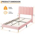 thumbnail image 3 of QinaQin Base de cama individual tapizada en terciopelo con cabecera ondulada, ideal para niñas o niños, soporte de tablillas y diseño silencioso, 3 of 7