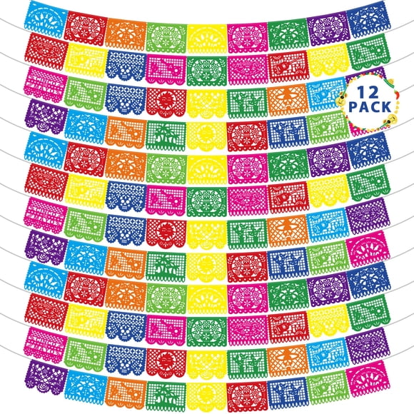 Cinco De Mayo Banner Heartome, paquete de 12 unidades, papel picado de plástico de 216 pies