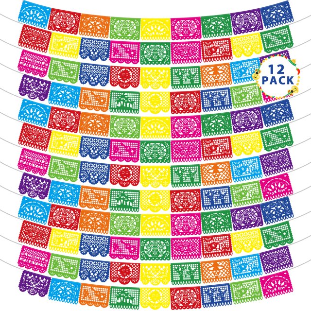 Cinco De Mayo Banner Heartome, paquete de 12 unidades, papel picado de plástico de 216 pies