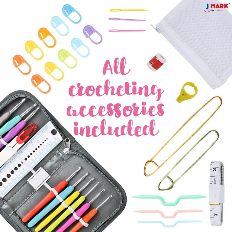 J MARK Beginner Crochet Kit for Adults and Kids – Complete Crocheting Set  with Yarn and Accessories