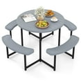 thumbnail image 2 of Costway Ensemble de Table de Pique-Nique Ronde avec Banc, 4 Bancs, Trou pour Parasol, Plateau Toutes Saisons, Gris, 2 of 10
