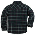 thumbnail image 2 of Coevals Club Men's Flannel Jacket Sherpa Lined Cotton Plaid Snap Button Up Quilted Long Sleeve Shirt Jacket Dark Green Black 61 2X-Large, 2 of 7