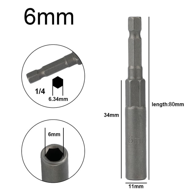 Lefu 1PCS 80mm Longueur 1/4" Hexagonale Écrou à Percussion Mèches