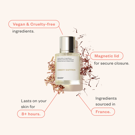 DOSSIER AMBERY SAFFRON EAU DE PARFUM, INSPIRED BY MFK’S BACCARAT ROUGE 540, UNISEX PERFUME, 1.7 OZ