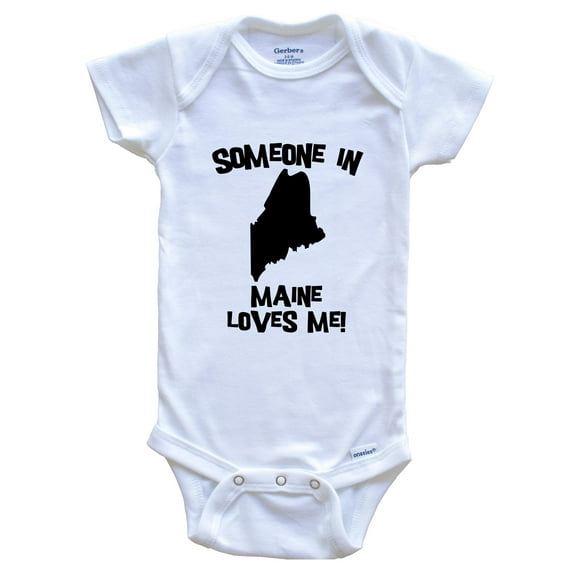 Someone In Maine Loves Me State Silhouette Cute Baby Bodysuit - One Piece Baby Bodysuit, 0-3 Months White