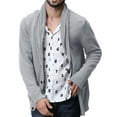 thumbnail image 4 of Matchstick Men's V-Neck Shawl Collar Button-up Cardigan Cotton Knitted Sweater with Pockets, 4 of 9