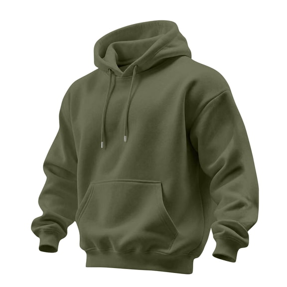 Delconic Mens Pullover Hoodie Long Sleeve Casual Athletic Sweatshirt with Kangaroo Pocket Drawstring Hood Relaxed Fit Army Green L